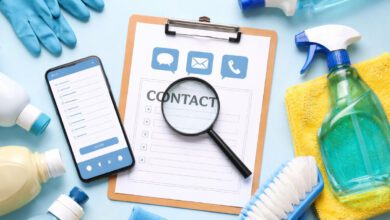 نموذج تواصل لموقع شركة تنظيف يوضح طرق تواصل العملاء بشكل احترافي