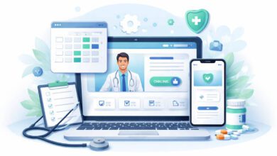 واجهة موقع عيادة طبية مبنية على ووردبريس توضح التنظيم والحجز وتجربة المريض