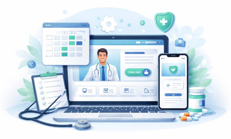 واجهة موقع عيادة طبية مبنية على ووردبريس توضح التنظيم والحجز وتجربة المريض