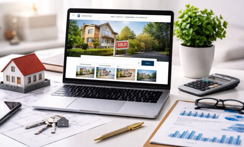 صورة توضيحية لموقع عقارات مبني على ووردبريس يعرض عقارًا بطريقة احترافية