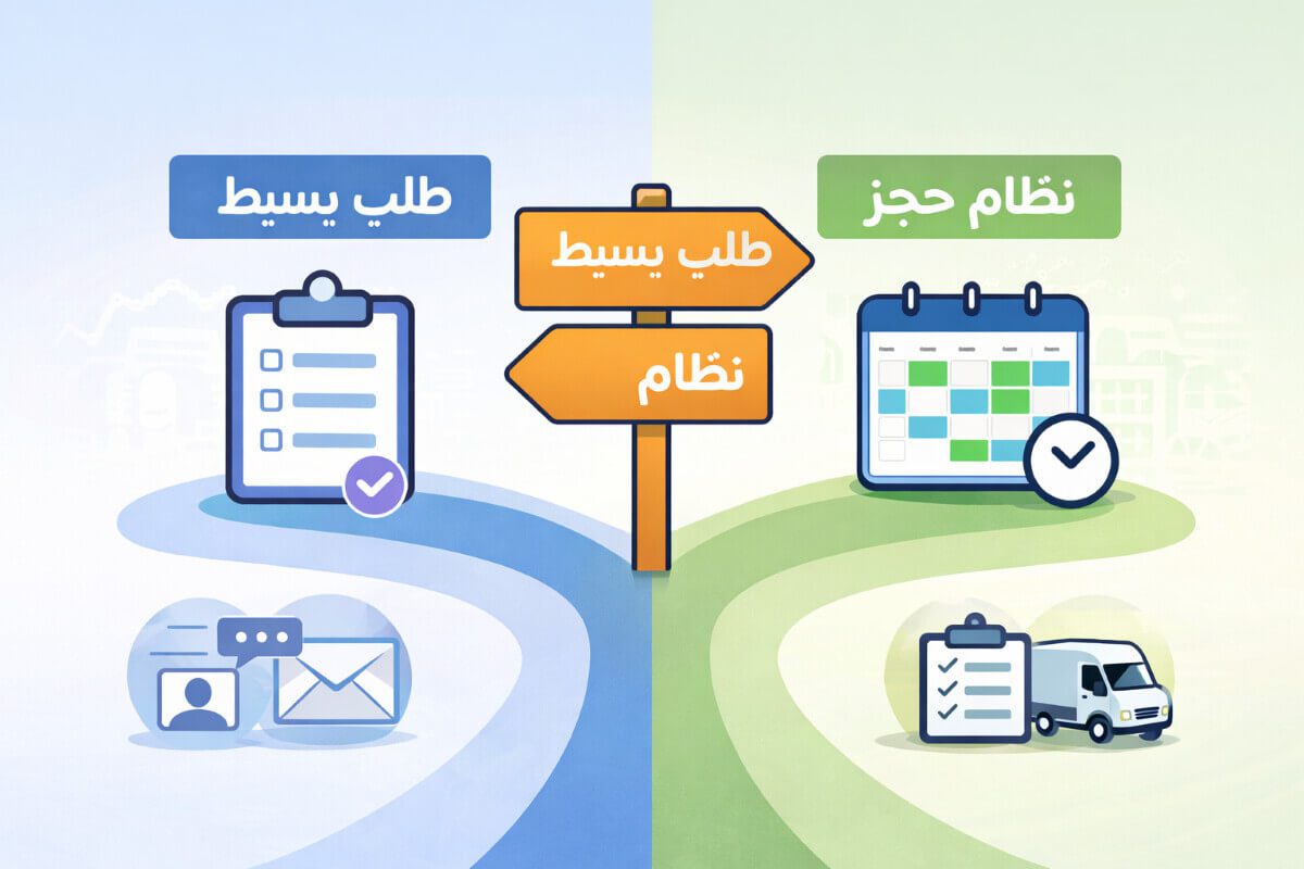 مقارنة بين نظام الحجز ونموذج الطلب في موقع شركة نقل