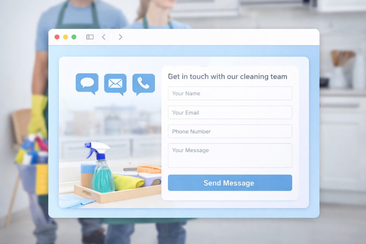 نموذج تواصل بسيط في موقع شركة تنظيف يوضح سهولة تواصل العملاء