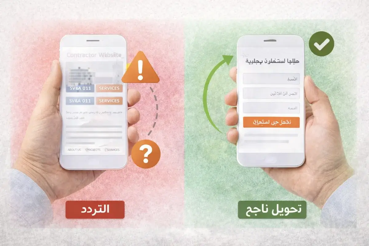 تحسين تجربة موقع المقاولات على الجوال لتسهيل التواصل وتحويل الزائر إلى عميل