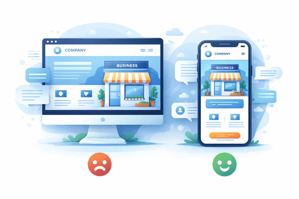 اختلاف تجربة تصفح موقع الشركة بين الكمبيوتر والجوال