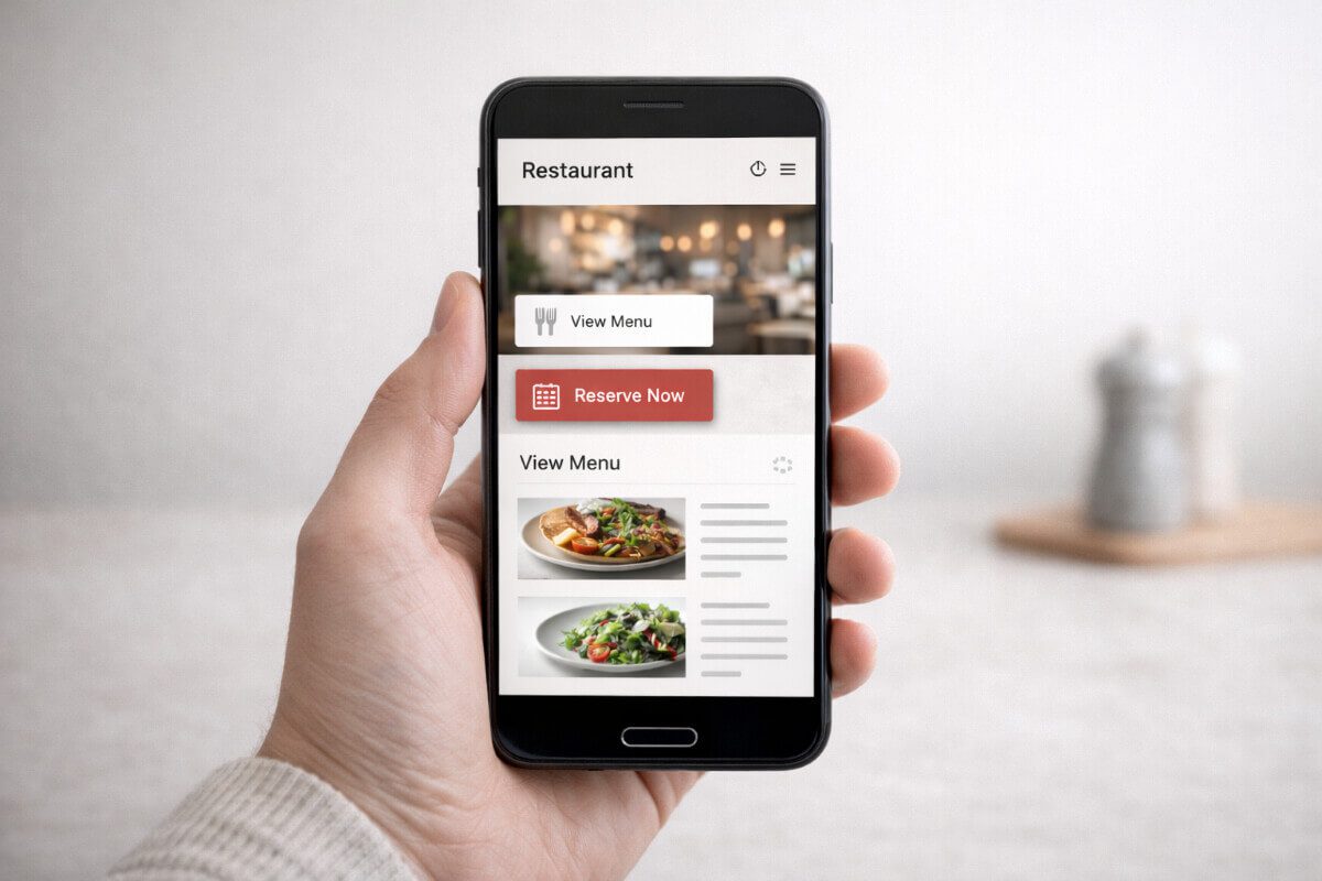 تجربة تصفح موقع مطعم على الهاتف المحمول