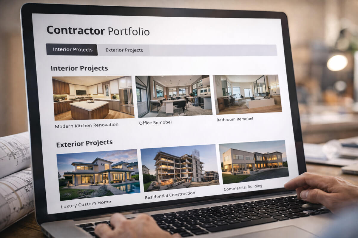 عرض أعمال مقاول مقسمة حسب نوع المشروع داخل الموقع