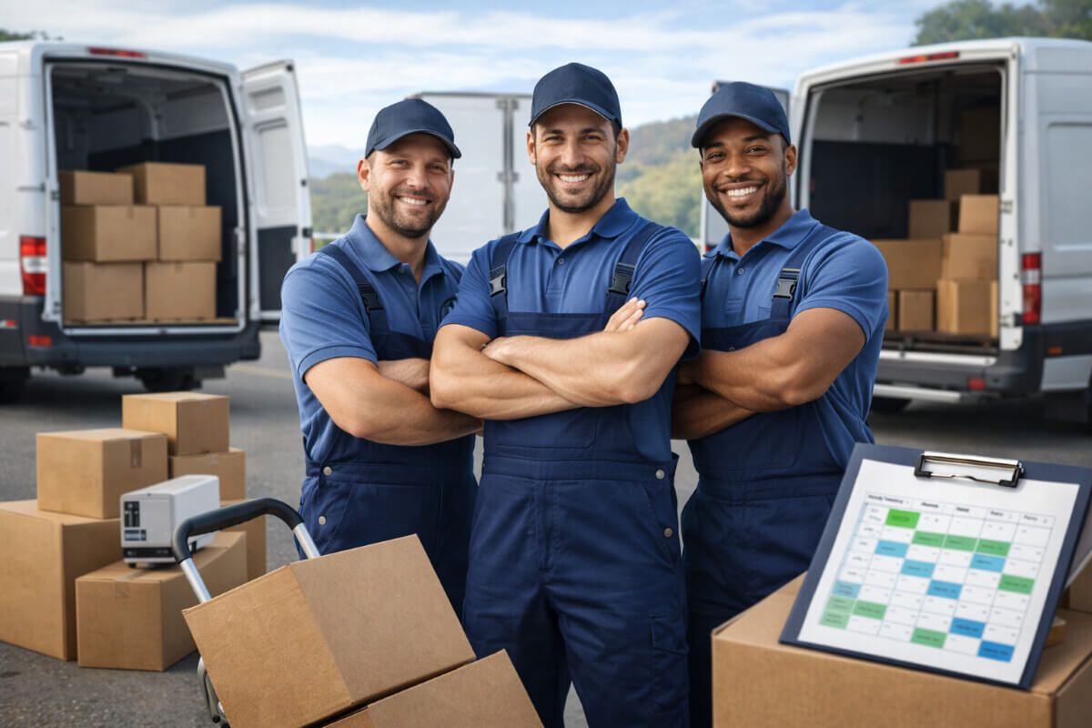 فريق شركة نقل منظم وجاهز لاستقبال الطلبات