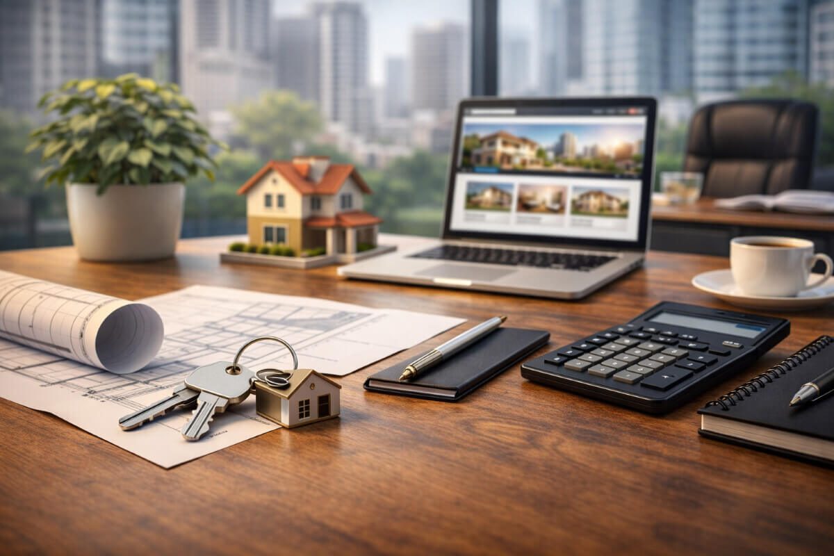 مكتب عقاري منظم يعكس الاحترافية والثقة من خلال موقع إلكتروني واضح