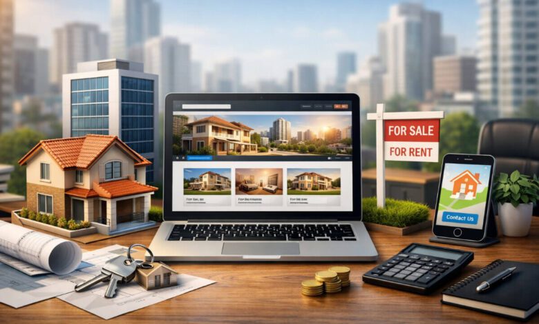 تصميم موقع مكتب عقاري احترافي يعرض العقارات ويُسهّل التواصل مع العملاء