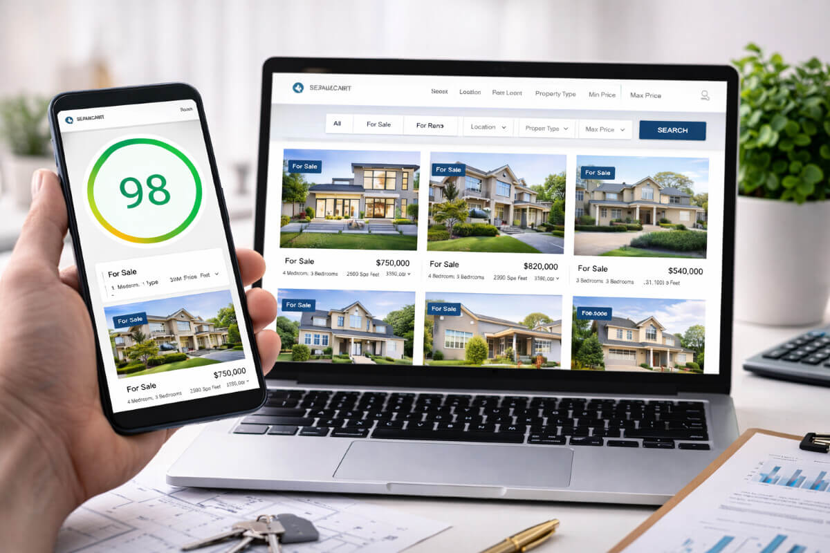 تجربة تصفح موقع عقاري على الجوال والكمبيوتر بشكل متناسق