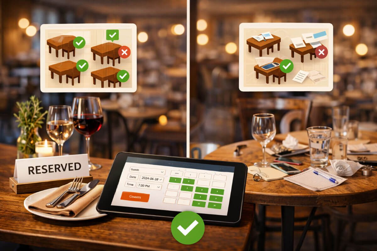 مقارنة بين نظام حجز طاولات منظم وفوضى الحجوزات في المطاعم