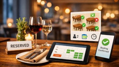 نظام حجز طاولات لمواقع المطاعم يعرض حجوزات منظمة عبر الموقع