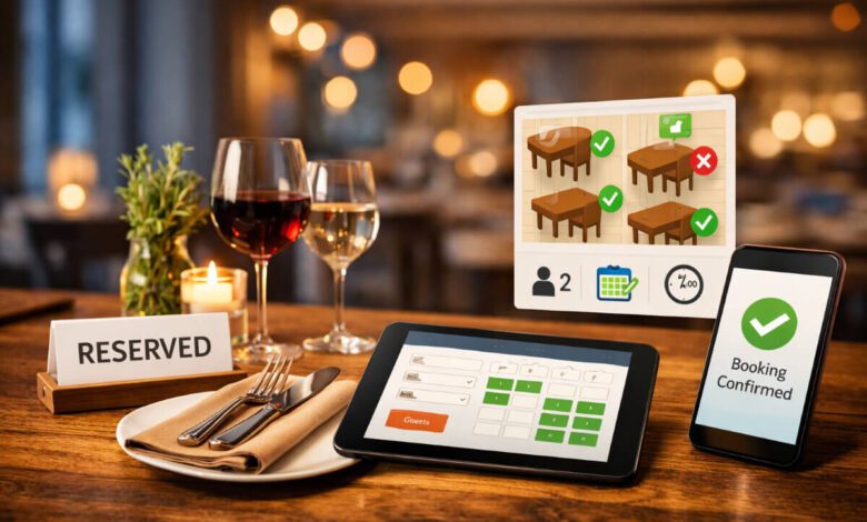 نظام حجز طاولات لمواقع المطاعم يعرض حجوزات منظمة عبر الموقع