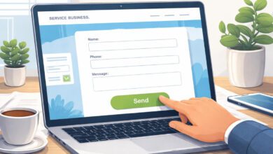 واجهة نموذج تواصل في موقع شركة خدمات توضح لحظة إرسال الطلب