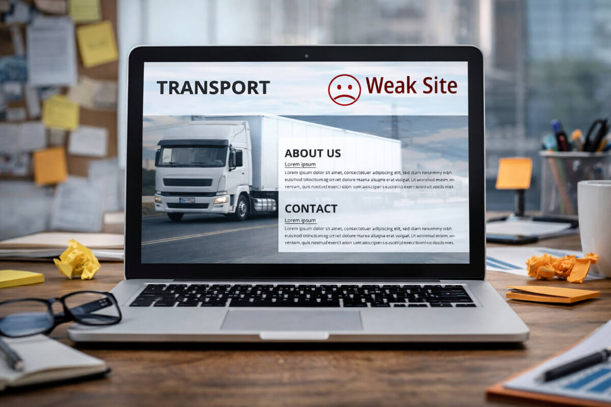 موقع شركة نقل بتصميم ضعيف لا يشجع العملاء على التواصل