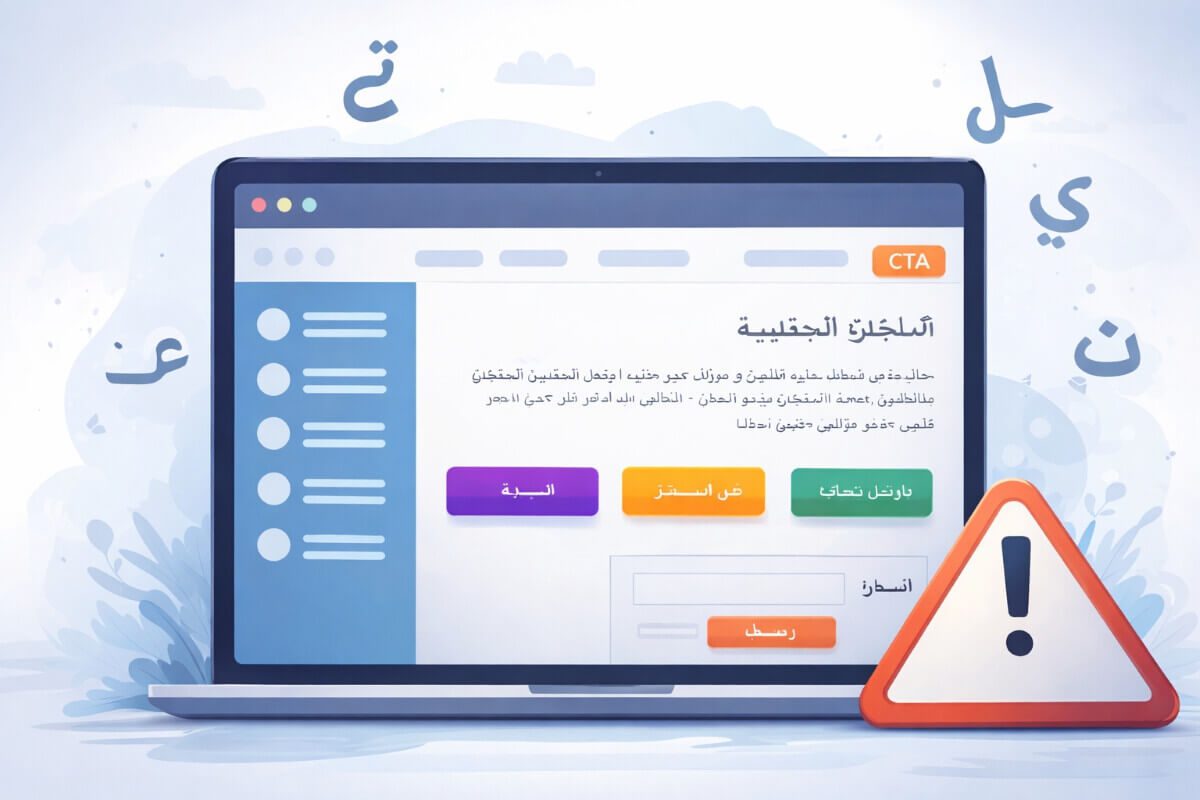 مثال على قالب ووردبريس لا يعرض المحتوى العربي بشكل متناسق