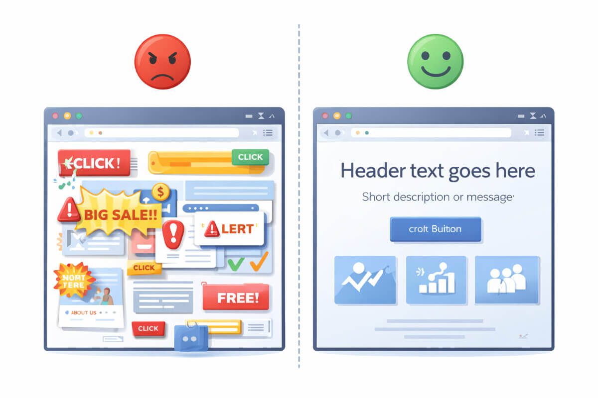 تصميم موقع مربك مقابل تصميم واضح وتأثيره على تجربة المستخدم